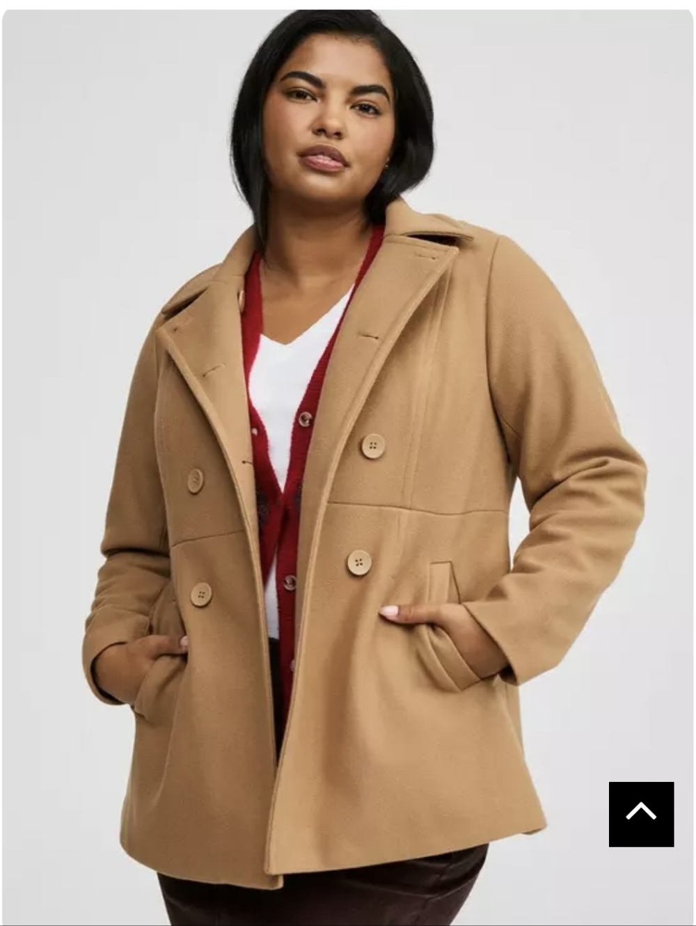 Torrid Camel Double-Breasted Peacoat Sz.30,6X NWT
